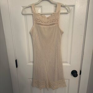 Cream Lace knit Sleeveless Dress